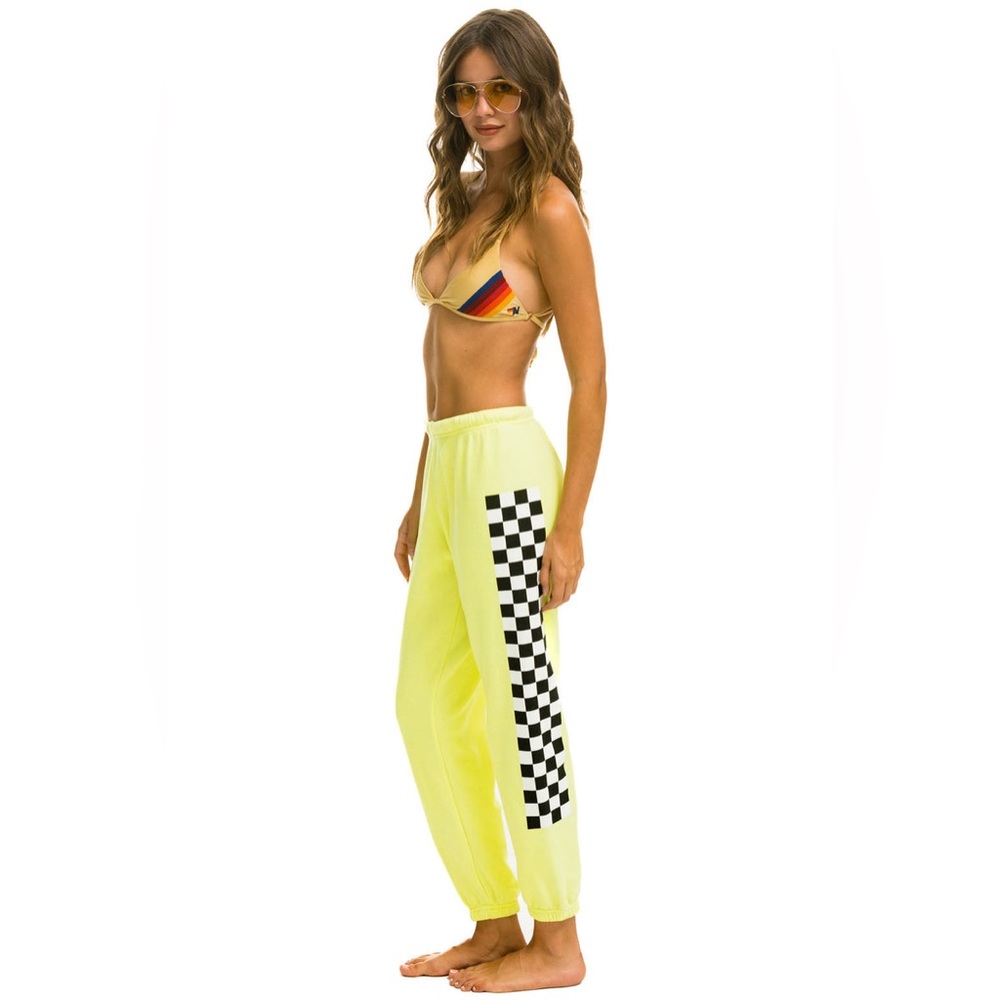 Aviator nation CHECK LEG SWEATPANTS - NEON YELLOW M